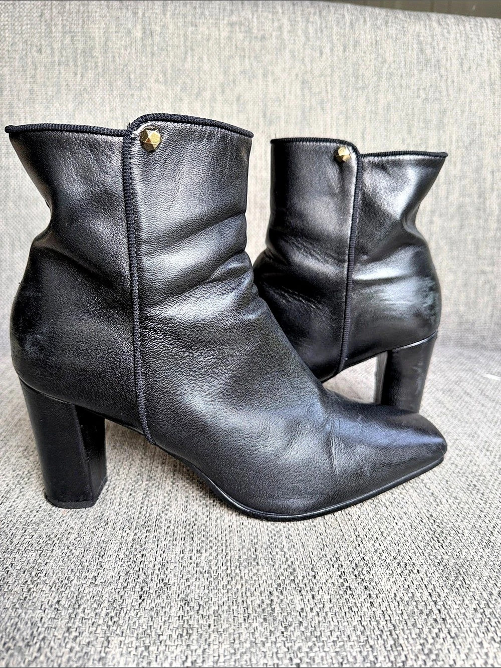 Browns Couture Black Square-Toe Heeled Ankle Boots
